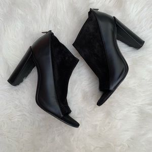 VINCE Leather Peep-toe Booties